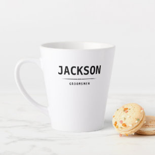 Black Modern Simple Name Personalized Groomsmen Latte Mug
