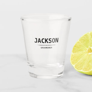Black Modern Simple Name Personalized Groomsmen Shot Glass