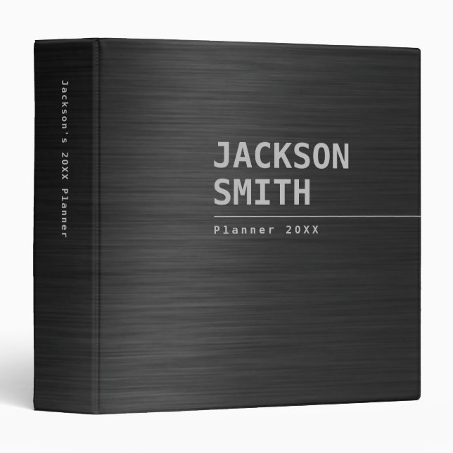 Black Modern Simple Personalized Name Professional Binder (Front/Spine)
