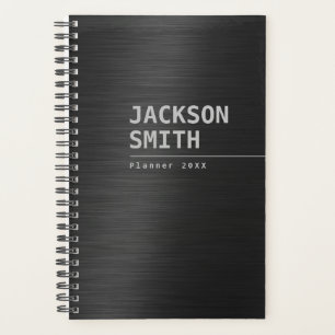 Black Modern Simple Personalized Name Professional Planner