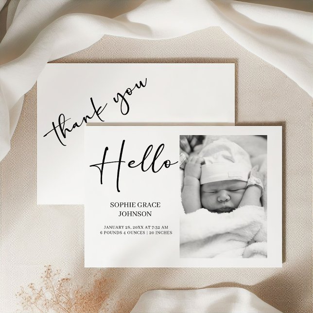 Black Modern Simple Script Baby Announcement (Creator Uploaded)
