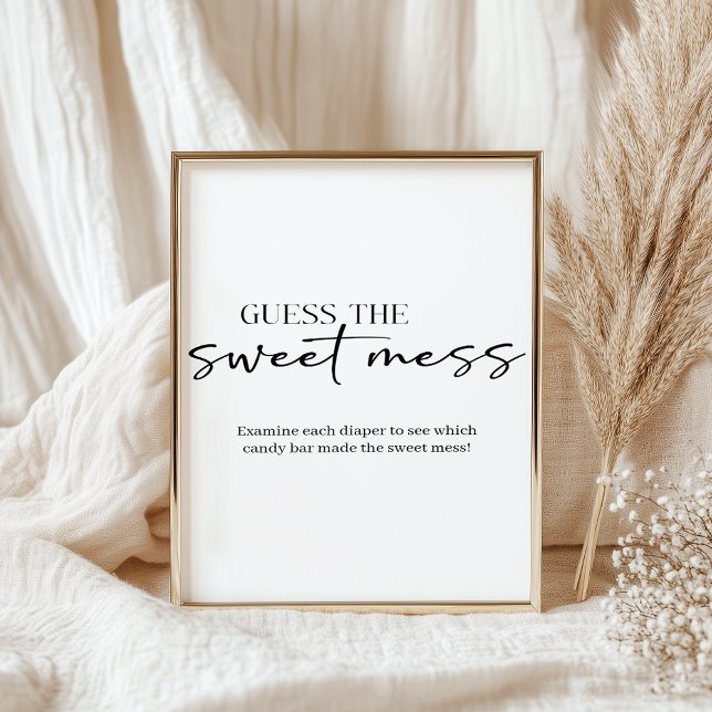 Black Modern Simple Script Baby Guess Sweet Mess Poster (Creator Uploaded)