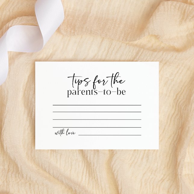 Black Modern Simple Script Baby Parenting Tip Note Card (Creator Uploaded)