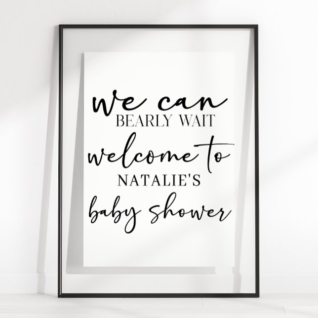 Black Modern Simple Script Baby Shower Sign (Creator Uploaded)
