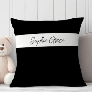 Black Modern Simple Script Baby Shower Throw Pillow