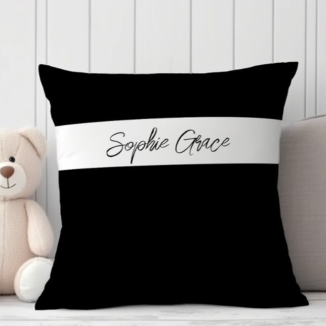 Black Modern Simple Script Baby Shower Throw Pillow (Creator Uploaded)