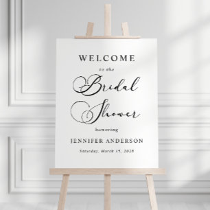 Black Modern Simple Script Bridal Shower Poster