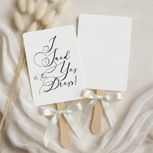 Black Modern Simple Script Say Yes To The Dress Hand Fan