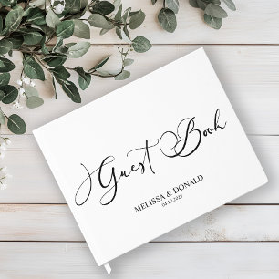Black Modern Simple Script Wedding Guest Book