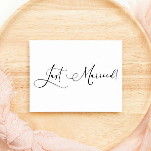 Black Modern Simple Script Wedding Just Married