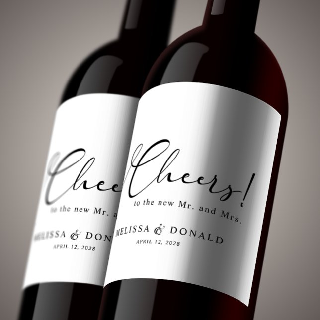 Black Modern Simple Script Wedding Wine Label (Creator Uploaded)