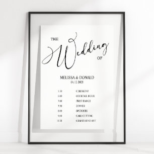 Black Modern Simple Wedding Program Schedule  Poster