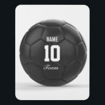 Black Modern Soccer Ball Personalized Text Door Sign<br><div class="desc">Enter a name. A gift your friends. Decorate your room. Digital art with the theme soccer. Black soccer ball. Art by José Ricardo</div>
