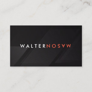 Black Modern Stripes and Lines Text Flip Business Card
