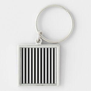 Black Modern Stripes Keychain