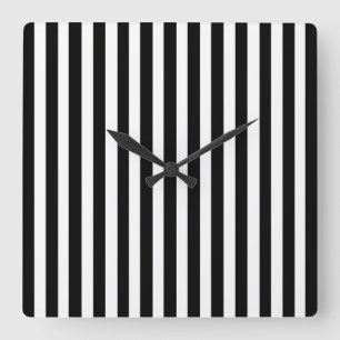 Black Modern Stripes Square Wall Clock