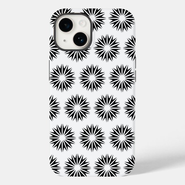 Black Modern Sunbursts Case-Mate iPhone Case (Back)
