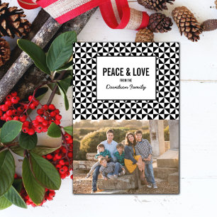 Black Modern Triangles Holiday Photo Card