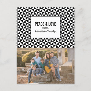 Black Modern Triangles Holiday Photo Postcard