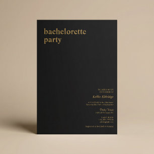 Black Modern Type Bachelorette Party Invitation