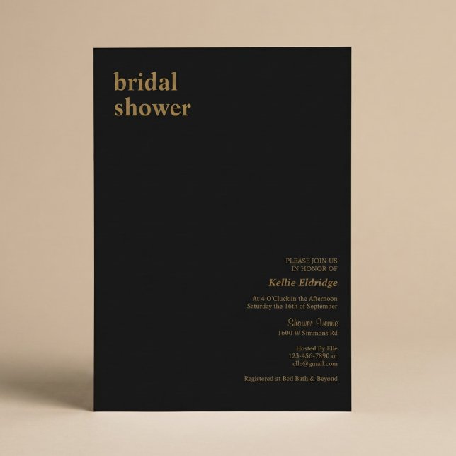 Black Modern Type Bridal Shower Invitation (Creator Uploaded)