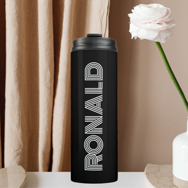 Black Modern Typography Personalized Thermal Tumbler (In Situ)