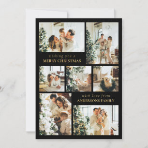 Black Modern Typography Photo Collage Christmas Holiday Card