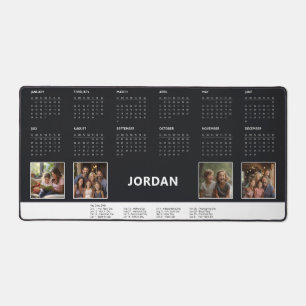 Black Modern Unique Photo Collage 2024 Calendrier