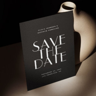 Black Modern Wedding   Contemporary Photo & QR Save The Date