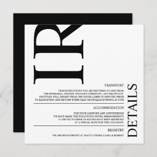Black Modern Wedding - Details Invitation