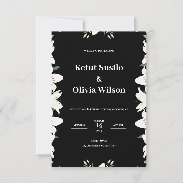 black modern wedding invitation (Front)