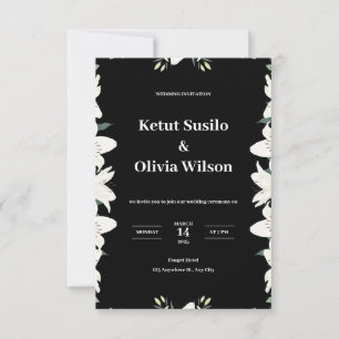 black modern wedding invitation