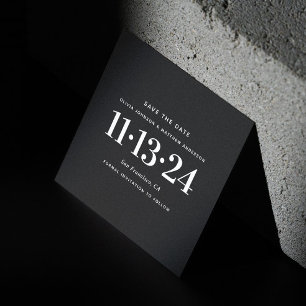Black Modern Wedding. Minimalist Simple Typography Save The Date