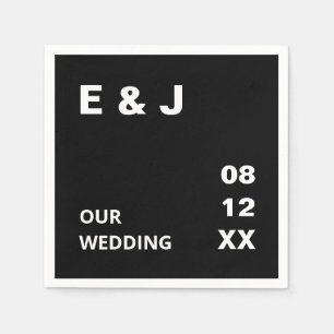 Black Modern Wedding Napkins