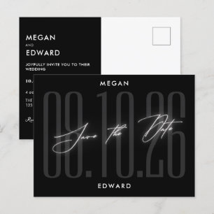 Black Modern wedding Postcard
