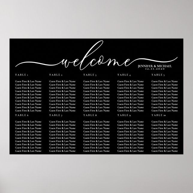 Black Modern Welcome Seating Poster (Front)