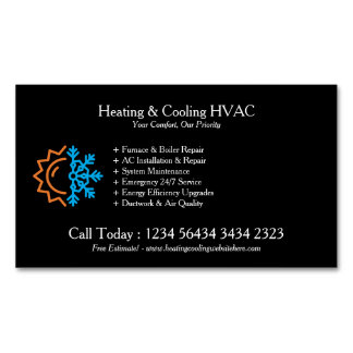 Black Modern White Heating & Cooling Magnetic Business Card