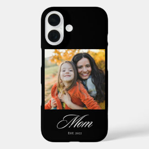Black Mom Established Elegant Script Photo iPhone 16 Case