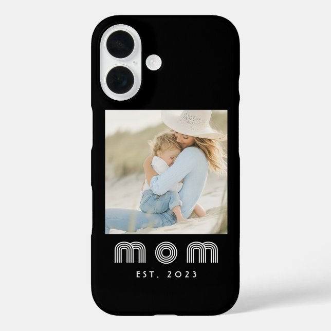 Black Mom Established Retro Script Photo Case-Mate iPhone Case (Back)