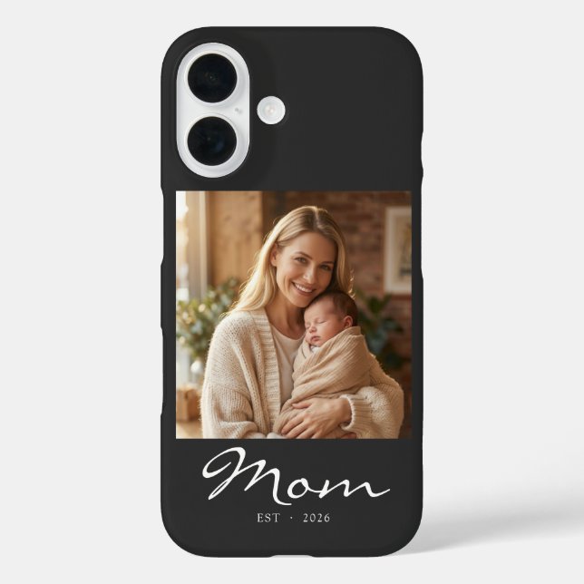 Black Mom Established Script Photo Case-Mate iPhone Case (Back)