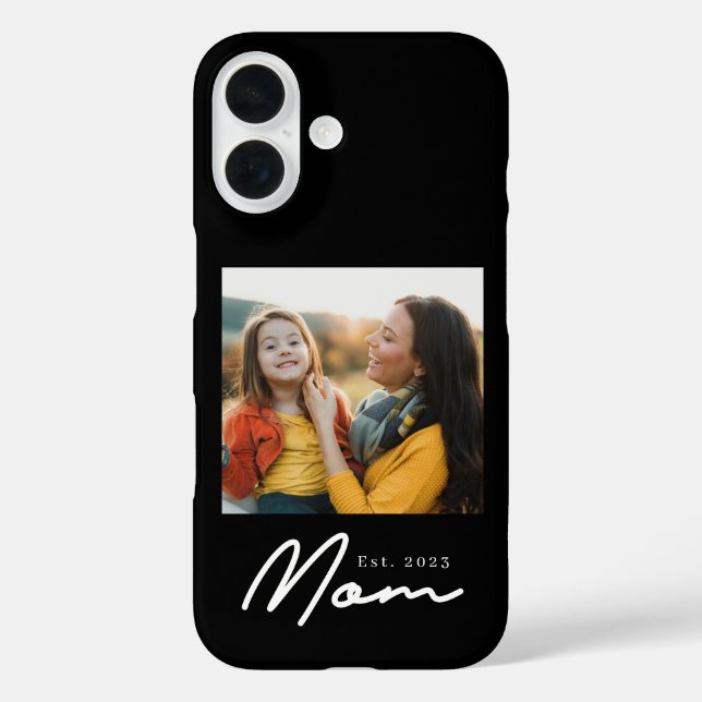 Black Mom Established Script Photo Case-Mate iPhone Case (Back)