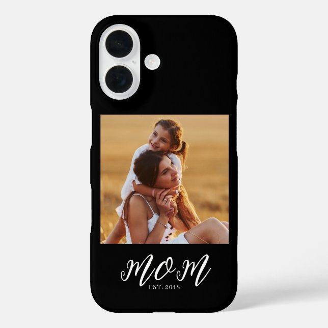 Black Mom Established Script Photo Case-Mate iPhone Case (Back)