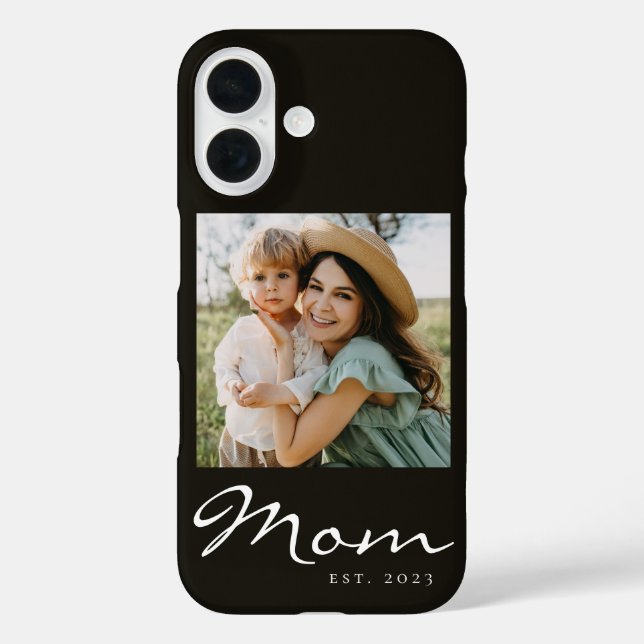 Black Mom Established Script Photo Case-Mate iPhone Case (Back)