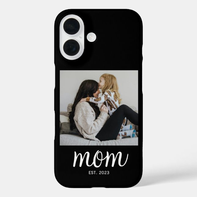 Black Mom Established Script Photo Case-Mate iPhone Case (Back)