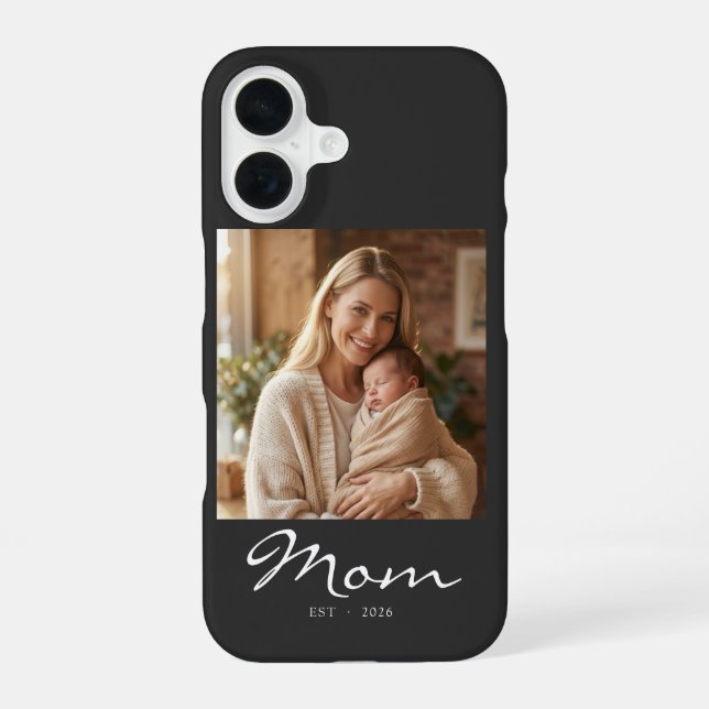 Black Mom Established Script Photo iPhone 16 Case (Back)