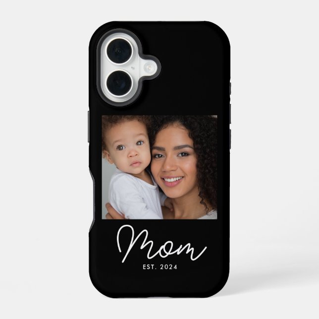 Black Mom Established Script Photo  iPhone 16 Case (Back)