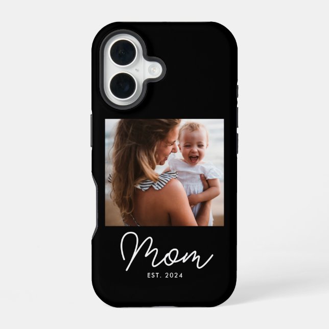 Black Mom Established Script Photo  iPhone 16 Case (Back)