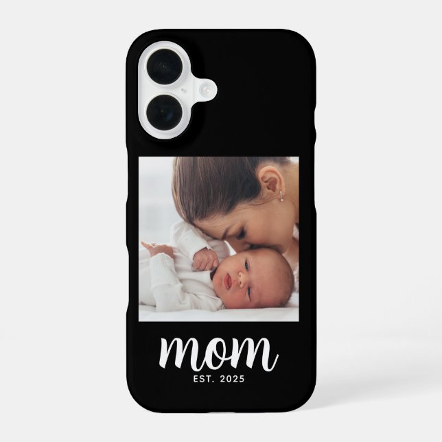 Black Mom Established Script Photo iPhone 16 Case (Back)