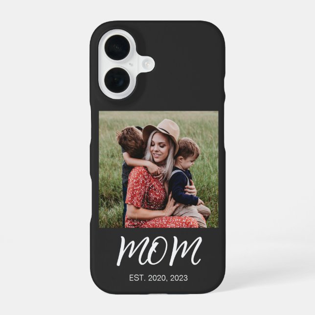 Black Mom Established Script Photo iPhone 16 Case (Back)