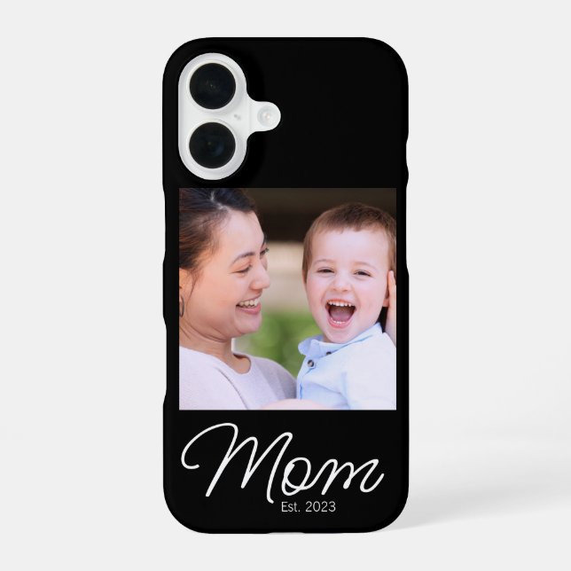 Black Mom Established Script Photo iPhone 16 Case (Back)
